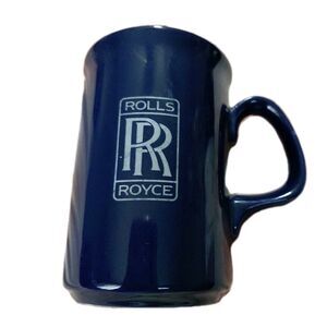 Rolls Royce Double RR Small and Tall 2 3/4" x 4 1/8" Coffee Mug Cobalt Blue